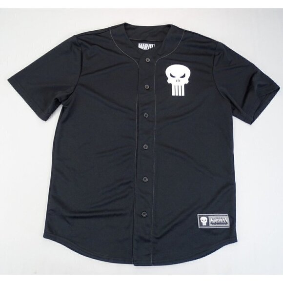 Marvel Other - Marvel Comics Punisher Baseball Jersey #74 Men's M S/Sleeve Button Up Mad Engine